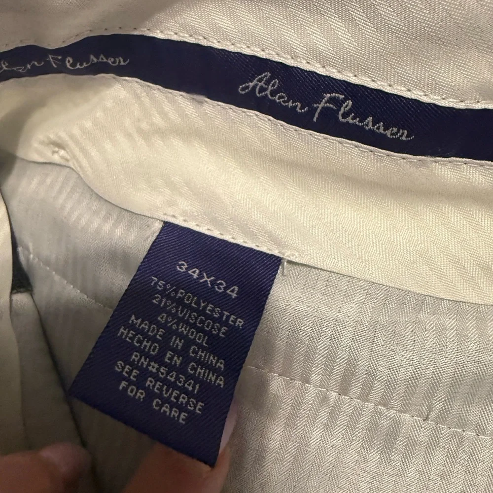 💙👉 NWT Alan Flusser Dress Pants 34x34 Gray | Classic Tailored Slacks Cuffed Hem